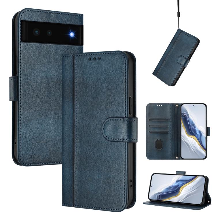 Line Splicing Buckle Retro Leather Phone Case