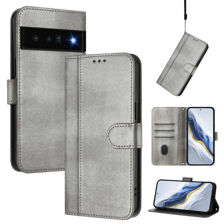 Line Splicing Buckle Retro Leather Phone Case