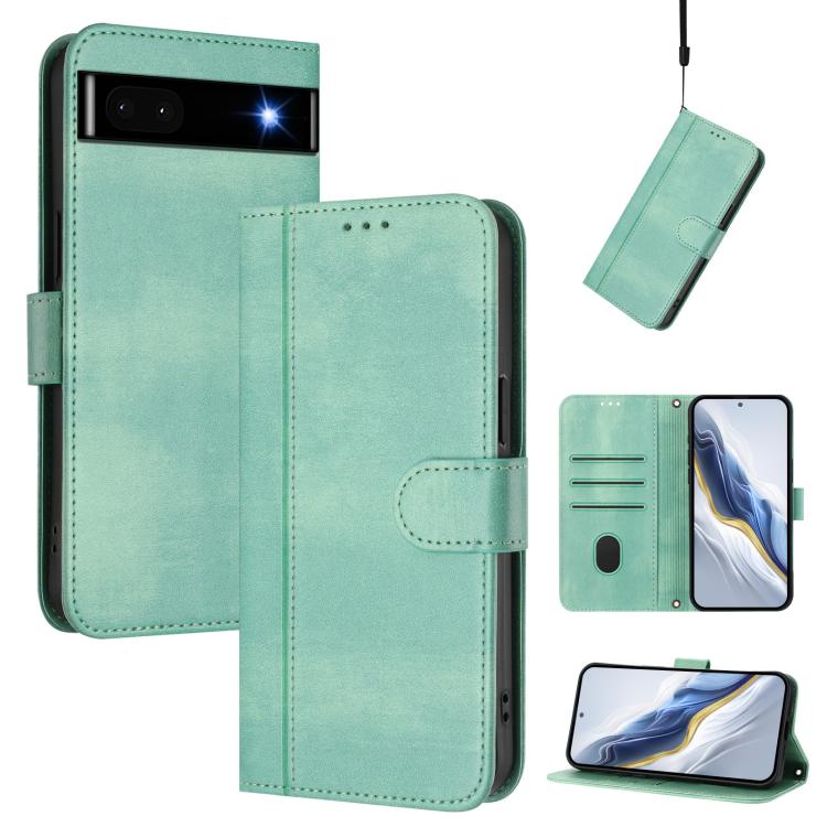 Line Splicing Buckle Retro Leather Phone Case