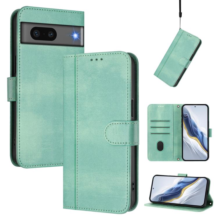 Line Splicing Buckle Retro Leather Phone Case