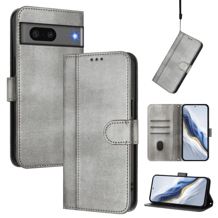 Line Splicing Buckle Retro Leather Phone Case