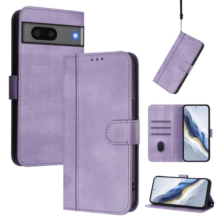 Line Splicing Buckle Retro Leather Phone Case