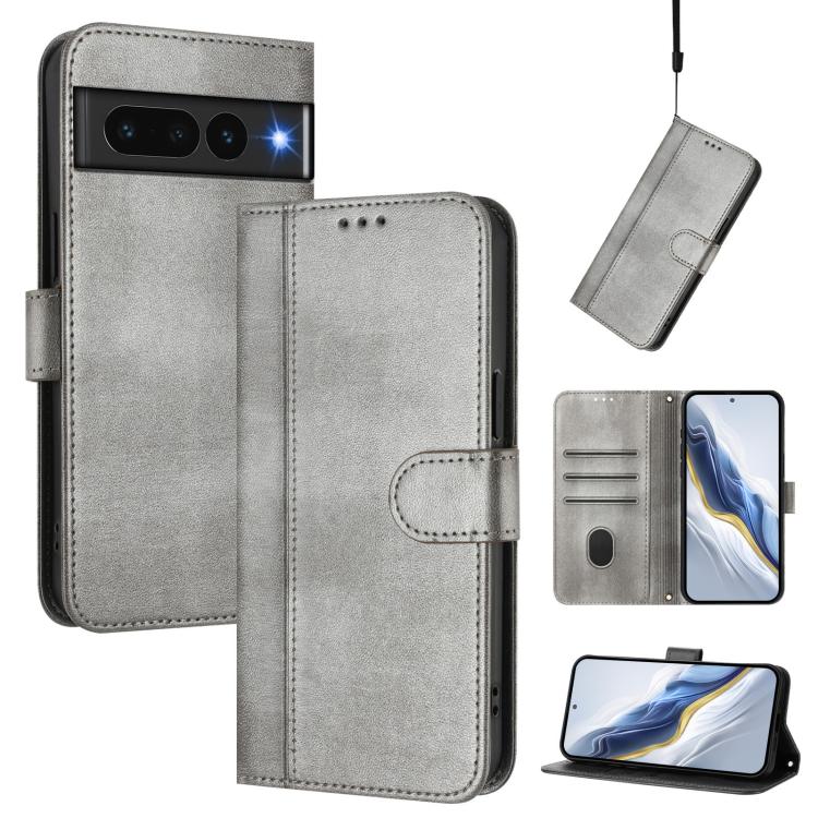 Line Splicing Buckle Retro Leather Phone Case