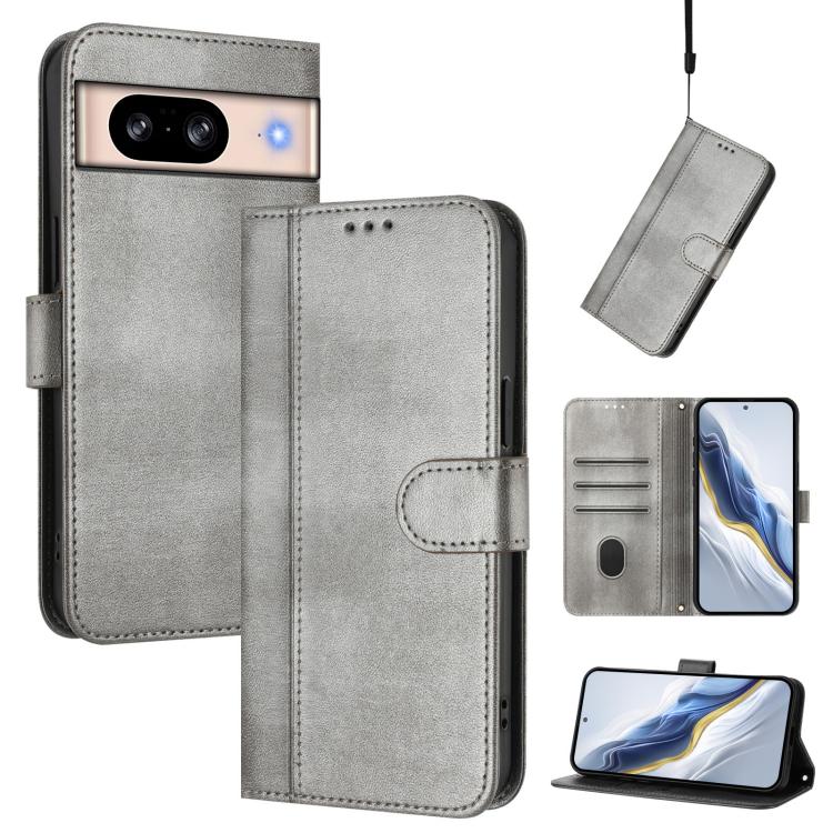 Line Splicing Buckle Retro Leather Phone Case