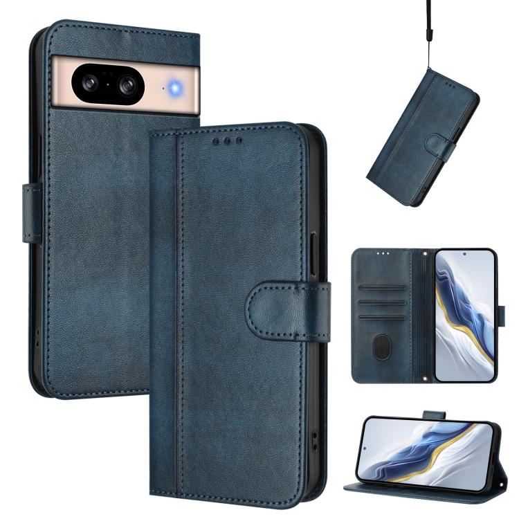 Line Splicing Buckle Retro Leather Phone Case