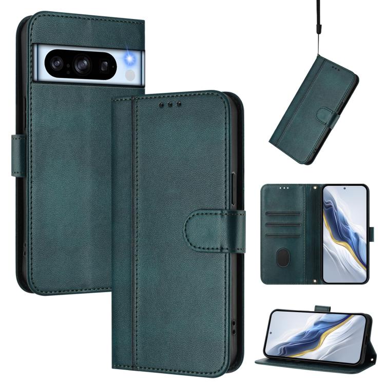 Line Splicing Buckle Retro Leather Phone Case