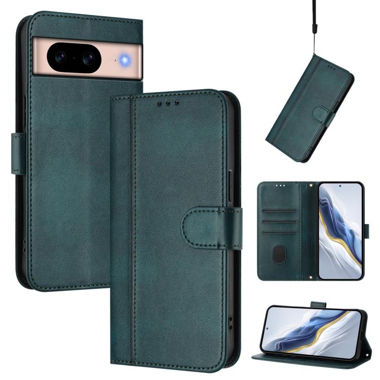 Line Splicing Buckle Retro Leather Phone Case