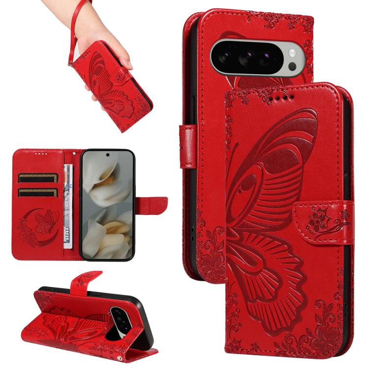 Swallowtail Butterfly Embossed Leather Phone Case, For Google Pixel 10 Pro XL 5G Global, For Google Pixel 10 5G / 10 Pro 5G Global