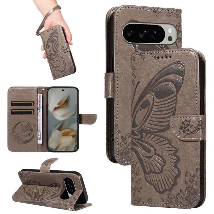 Swallowtail Butterfly Embossed Leather Phone Case, For Google Pixel 10 Pro XL 5G Global, For Google Pixel 10 5G / 10 Pro 5G Global