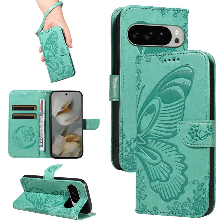 Swallowtail Butterfly Embossed Leather Phone Case, For Google Pixel 10 Pro XL 5G Global, For Google Pixel 10 5G / 10 Pro 5G Global