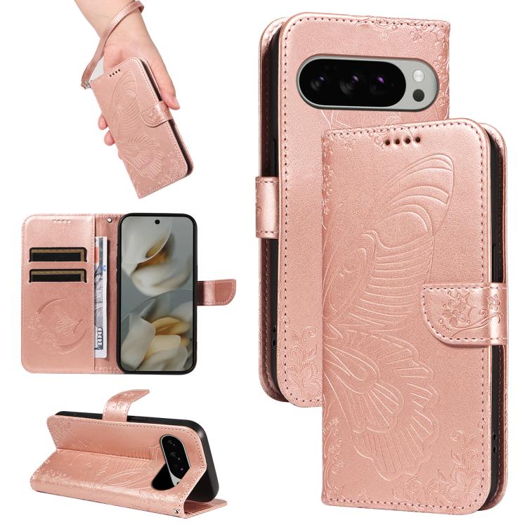 Swallowtail Butterfly Embossed Leather Phone Case, For Google Pixel 10 Pro XL 5G Global, For Google Pixel 10 5G / 10 Pro 5G Global