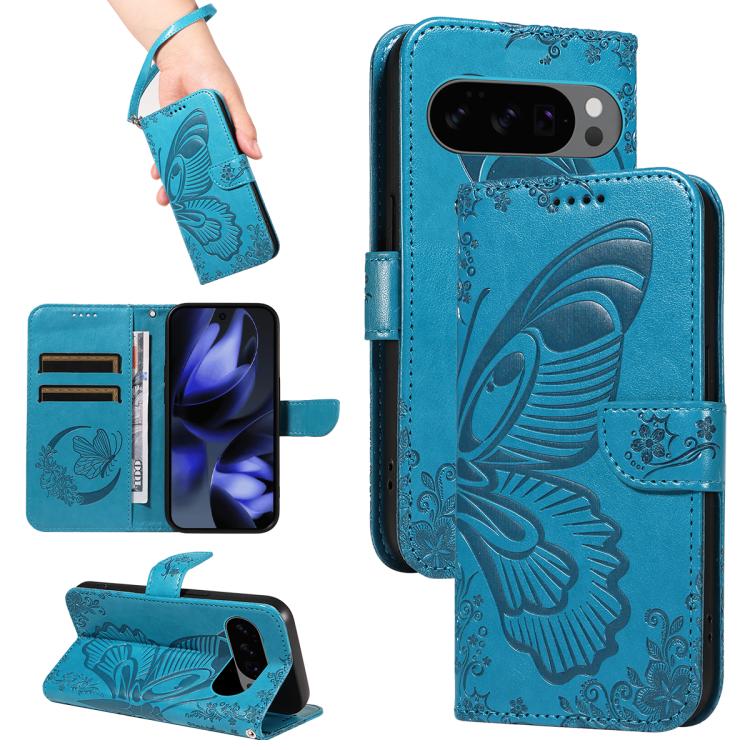 Swallowtail Butterfly Embossed Leather Phone Case, For Google Pixel 10 Pro XL 5G Global, For Google Pixel 10 5G / 10 Pro 5G Global