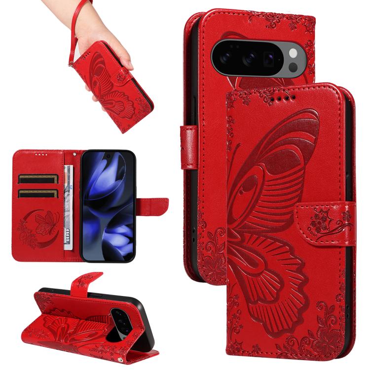 Swallowtail Butterfly Embossed Leather Phone Case, For Google Pixel 10 Pro XL 5G Global, For Google Pixel 10 5G / 10 Pro 5G Global