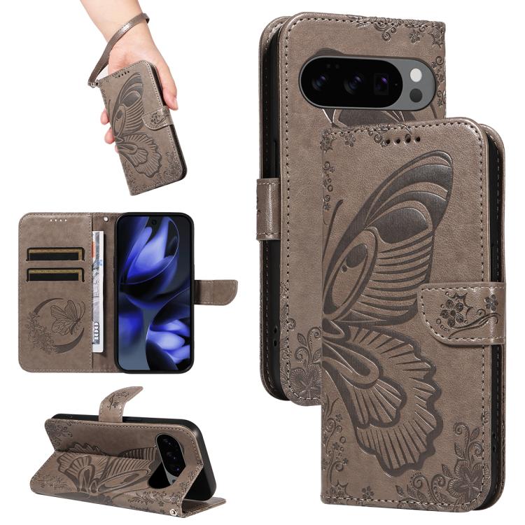 Swallowtail Butterfly Embossed Leather Phone Case, For Google Pixel 10 Pro XL 5G Global, For Google Pixel 10 5G / 10 Pro 5G Global