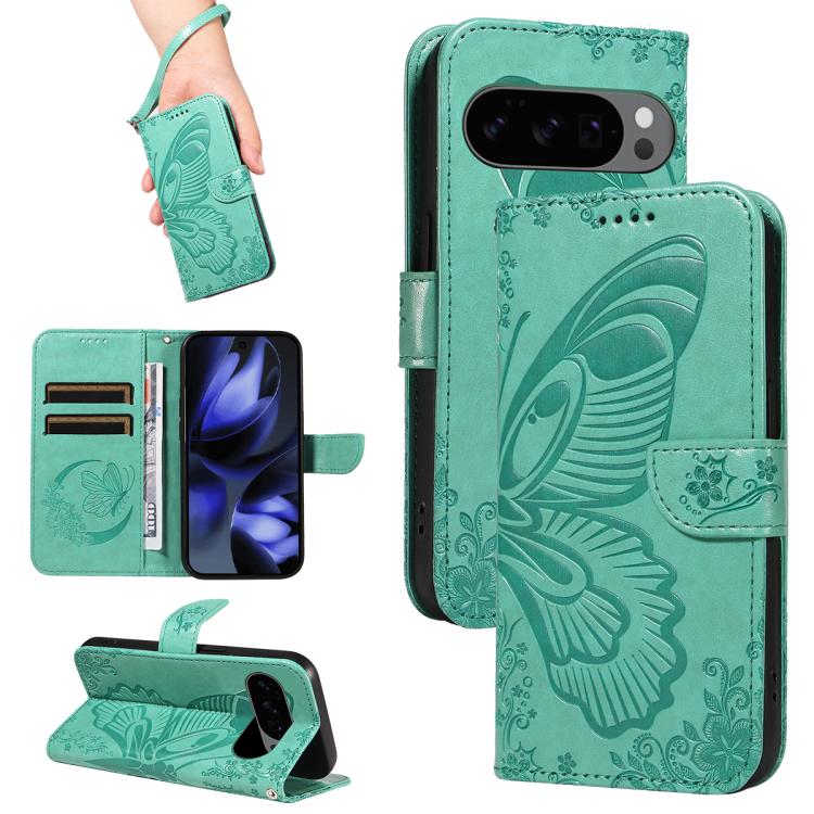 Swallowtail Butterfly Embossed Leather Phone Case, For Google Pixel 10 Pro XL 5G Global, For Google Pixel 10 5G / 10 Pro 5G Global