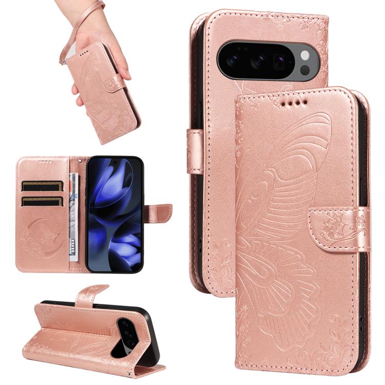 Swallowtail Butterfly Embossed Leather Phone Case, For Google Pixel 10 Pro XL 5G Global, For Google Pixel 10 5G / 10 Pro 5G Global