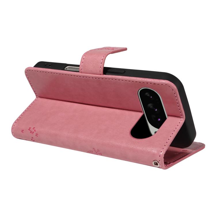 Tree & Cat Embossed Pattern Flip Leather Phone Case, For Google Pixel 10 Pro XL 5G Global, For Google Pixel 10 5G / 10 Pro 5G Global