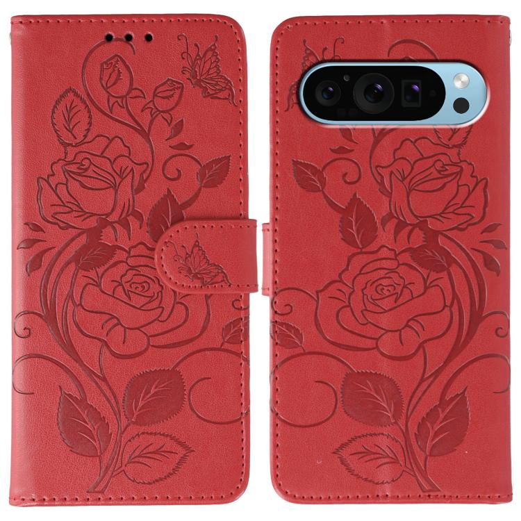 Rose Butterfly Embossed Leather Phone Case