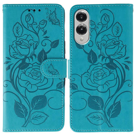 Rose Butterfly Embossed Leather Phone Case