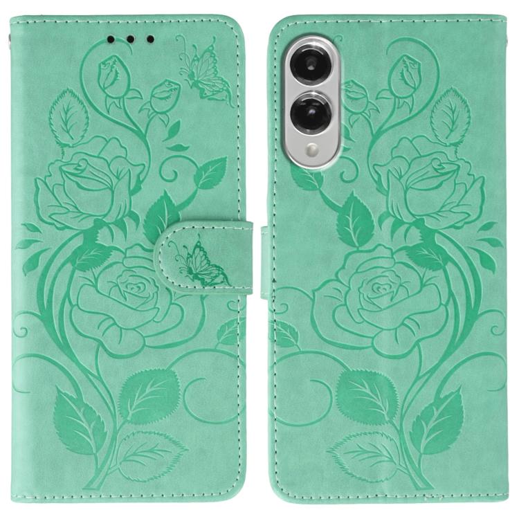 Rose Butterfly Embossed Leather Phone Case