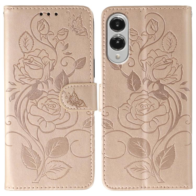 Rose Butterfly Embossed Leather Phone Case