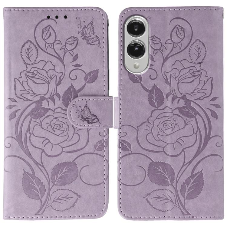 Rose Butterfly Embossed Leather Phone Case