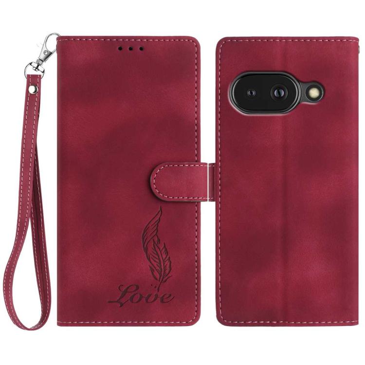 Skin Feel Embossed Feather Leather Phone Case
