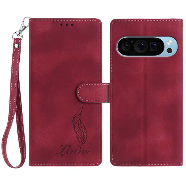 Skin Feel Embossed Feather Leather Phone Case