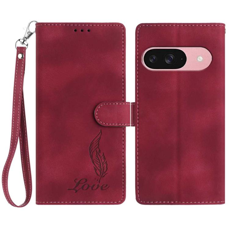Skin Feel Embossed Feather Leather Phone Case