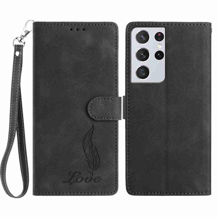 Skin Feel Embossed Feather Leather Phone Case