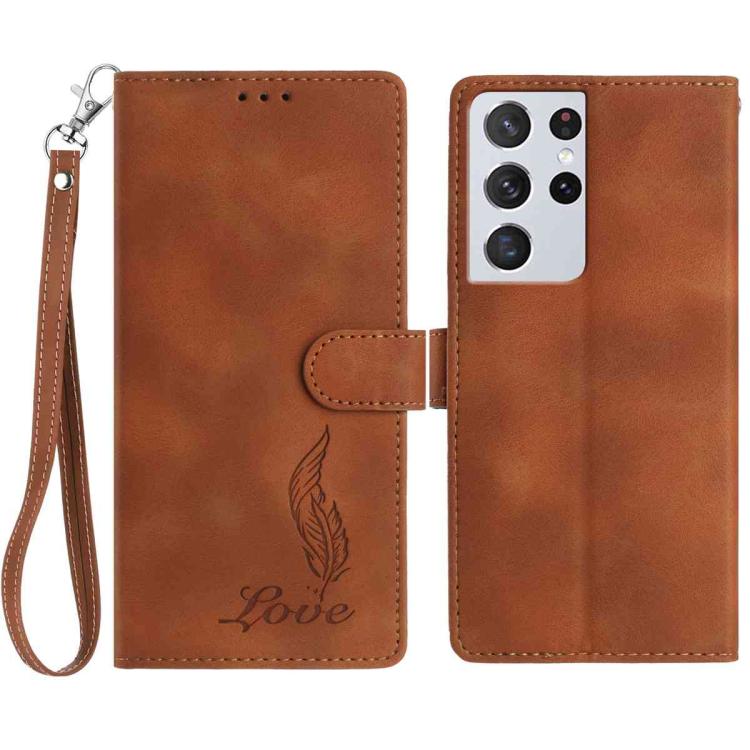 Skin Feel Embossed Feather Leather Phone Case