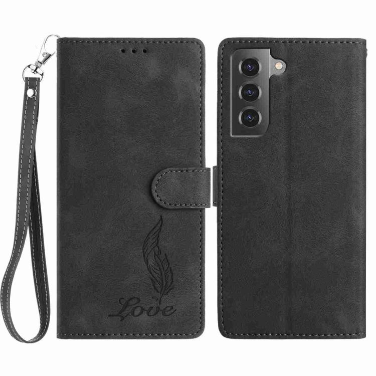 Skin Feel Embossed Feather Leather Phone Case
