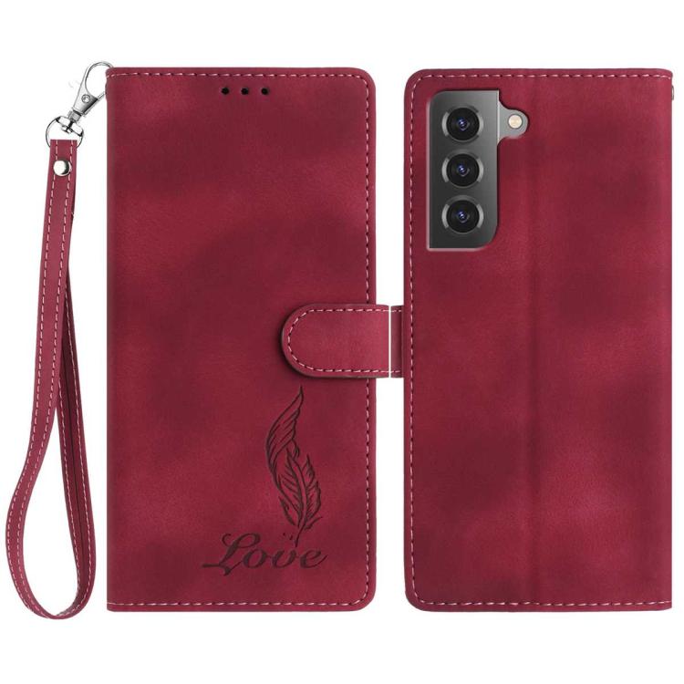Skin Feel Embossed Feather Leather Phone Case