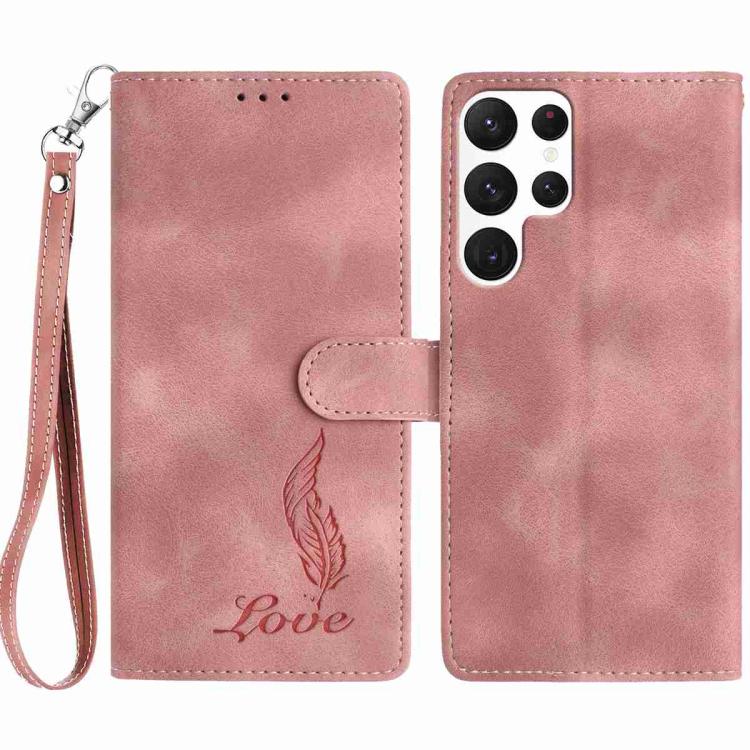 Skin Feel Embossed Feather Leather Phone Case