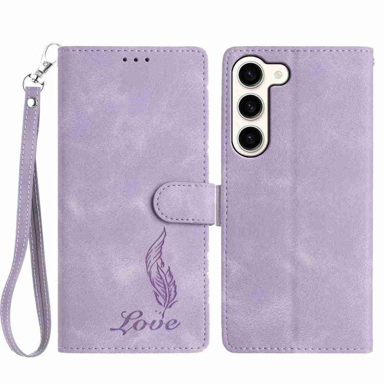 Skin Feel Embossed Feather Leather Phone Case