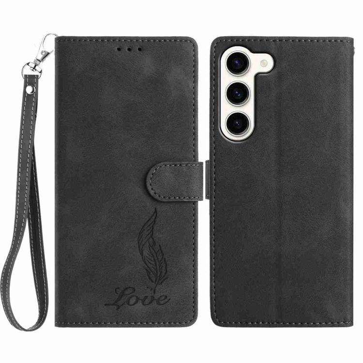 Skin Feel Embossed Feather Leather Phone Case