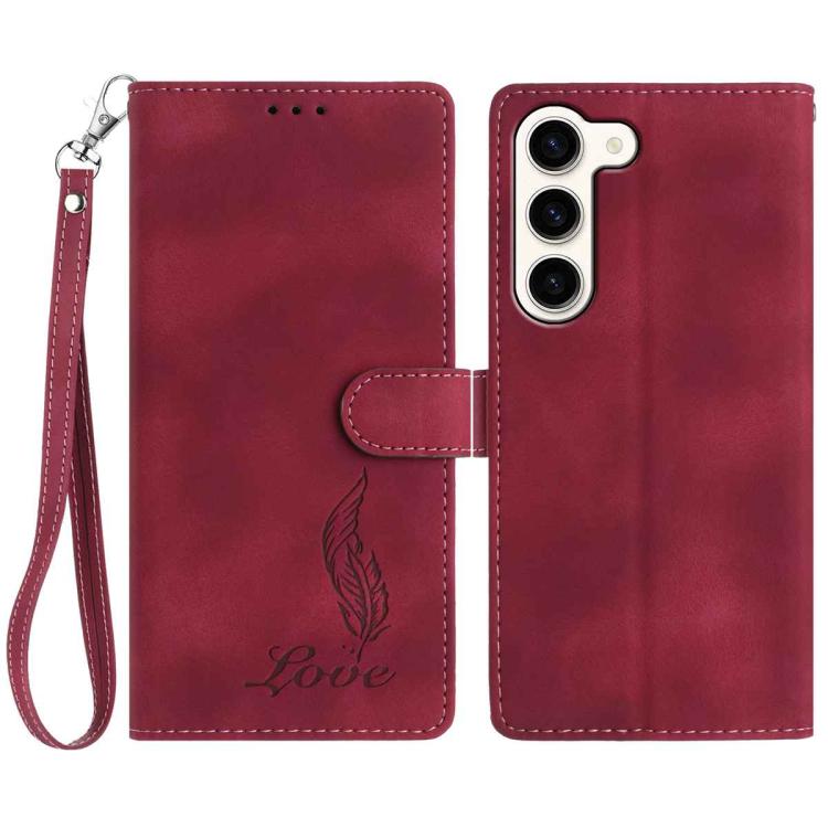 Skin Feel Embossed Feather Leather Phone Case