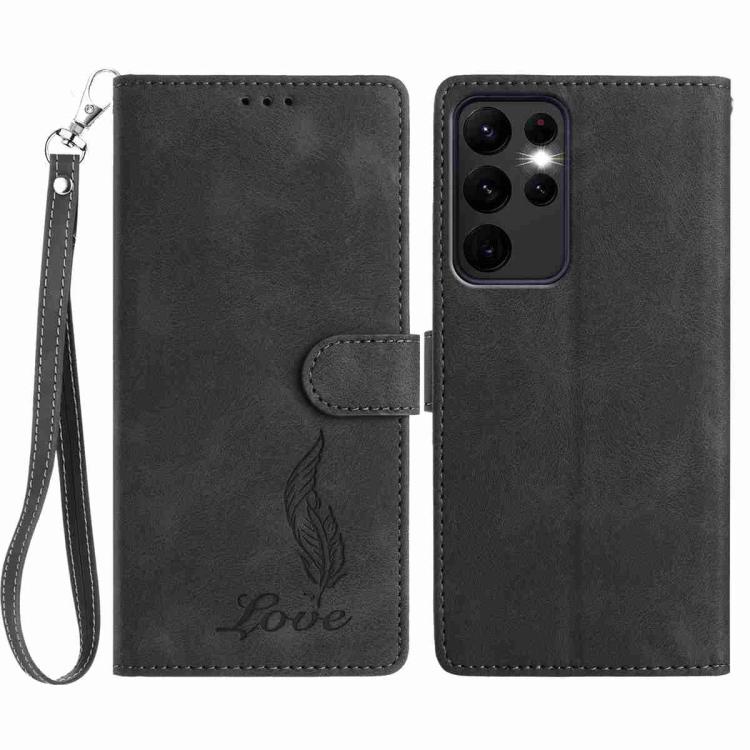 Skin Feel Embossed Feather Leather Phone Case