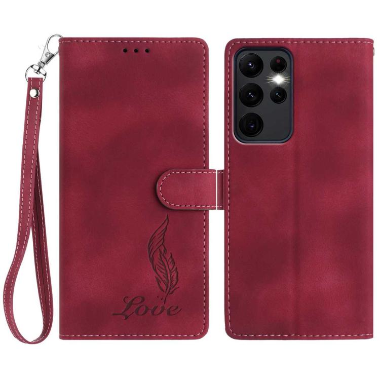 Skin Feel Embossed Feather Leather Phone Case
