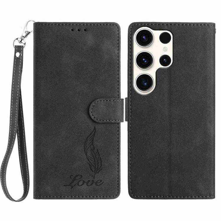 Skin Feel Embossed Feather Leather Phone Case