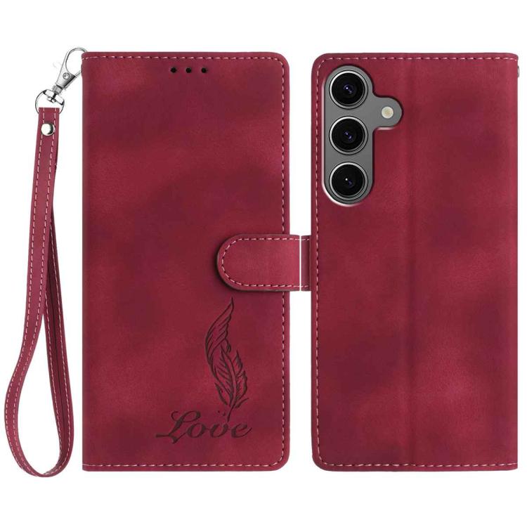 Skin Feel Embossed Feather Leather Phone Case