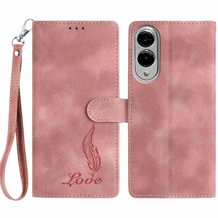 Skin Feel Embossed Feather Leather Phone Case