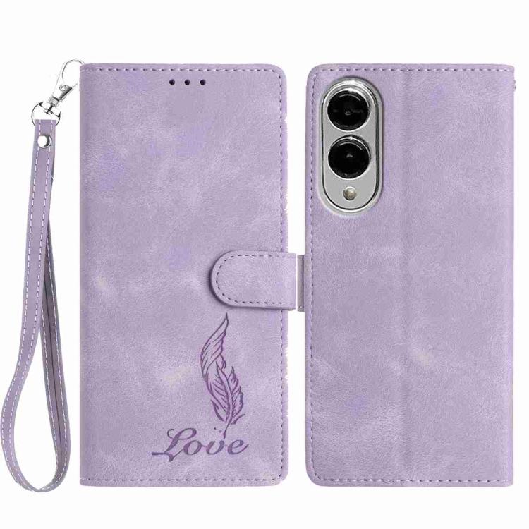 Skin Feel Embossed Feather Leather Phone Case