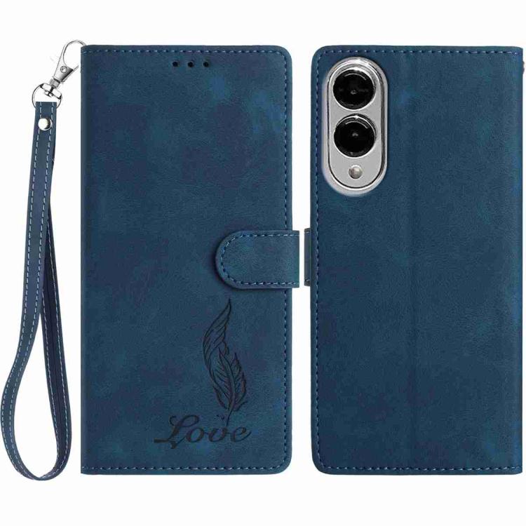 Skin Feel Embossed Feather Leather Phone Case