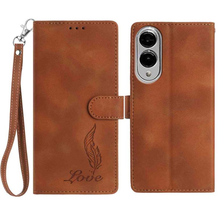 Skin Feel Embossed Feather Leather Phone Case