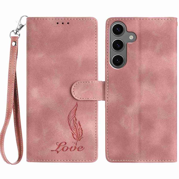 Skin Feel Embossed Feather Leather Phone Case