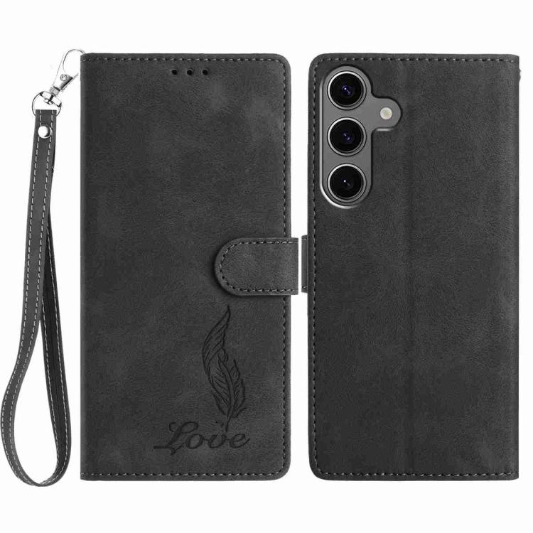 Skin Feel Embossed Feather Leather Phone Case