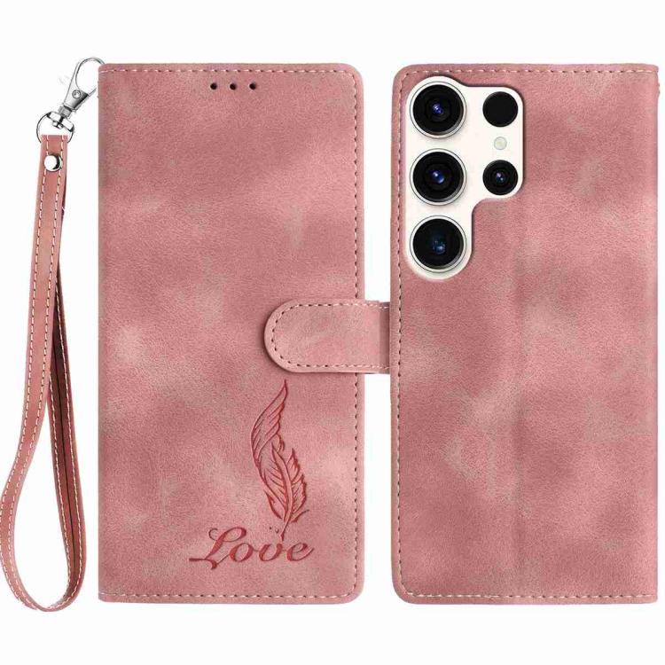 Skin Feel Embossed Feather Leather Phone Case