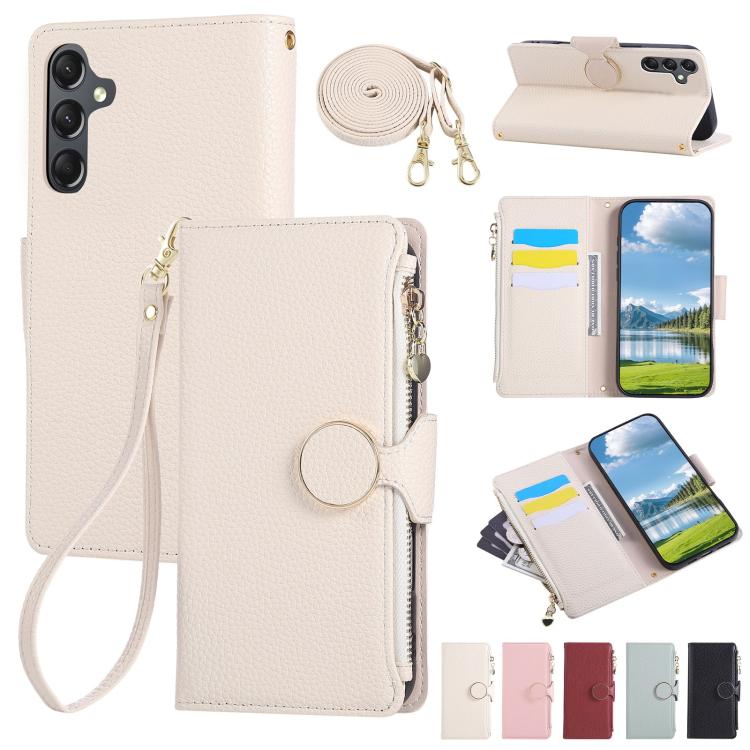 Round Buckle Zipper Wallet Leather Phone Case with Crossbody Strap, For Samsung Galaxy S25 Edge 5G, For Samsung Galaxy S25 / S24 5G, For Samsung Galaxy S25+ / S24+ 5G, For Samsung Galaxy S25 Ultra 5G, For Samsung Galaxy S24 FE 5G�����������������������...