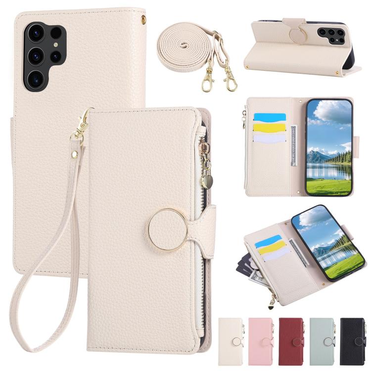 Round Buckle Zipper Wallet Leather Phone Case with Crossbody Strap, For Samsung Galaxy S25 Edge 5G, For Samsung Galaxy S25 / S24 5G, For Samsung Galaxy S25+ / S24+ 5G, For Samsung Galaxy S25 Ultra 5G, For Samsung Galaxy S24 FE 5G�����������������������...